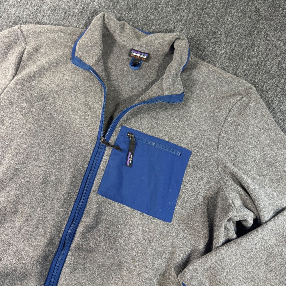 Patagonia Synchilla Full Zip Fleece Jacket Mens 3XL Grey Blue Mock Neck Pocket